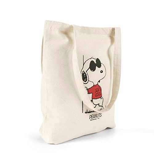 FINGERCRAFT Canvas Shopping Bag, Lightweight and High Capacity Natural Cotton, Multipurpose Regular Uses Shopping and Grocery Carry Bag for Men and Women 14"x16" (Snoopy) - Image 1