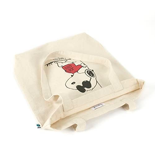 FINGERCRAFT Canvas Shopping Bag, Lightweight and High Capacity Natural Cotton, Multipurpose Regular Uses Shopping and Grocery Carry Bag for Men and Women 14"x16" (Snoopy) - Image 4