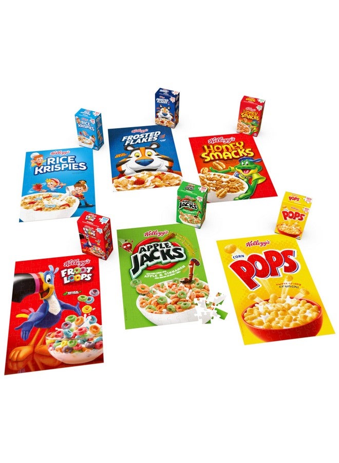 سبين ماستر جيمز ألعاب سبين ماستر، مجموعة ألغاز حبوب كيلوجز (100 قطعة، 6 قطع)، مجموعة هدايا ألغاز علب حبوب مربعة، تفاح جاك، حلقات فواكه، رقائق مجمدة، عسل سماكس، أرز مقرمش، للأعمار من 4 سنوات فما فوق - Image 1