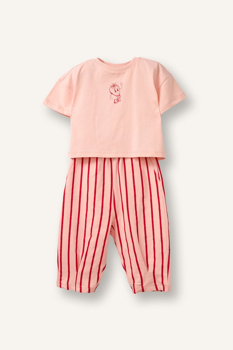 DeFacto Pink BabyGirl 2 piece Regular Fit Crew Neck Set Casual - Image 1