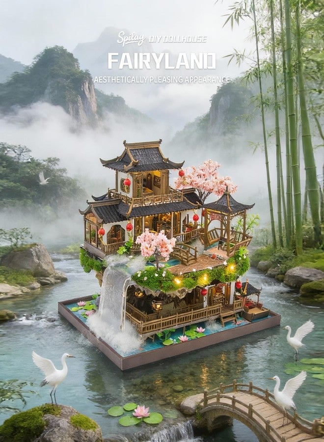 Spilay Diy Miniature House Kit, 3D Wooden Doll House with Furniture & Music Box and LED, 1:24 Scale Creative Handmade Craft Gift for Adults & Teens - Fairyland - L2502 - Image 3