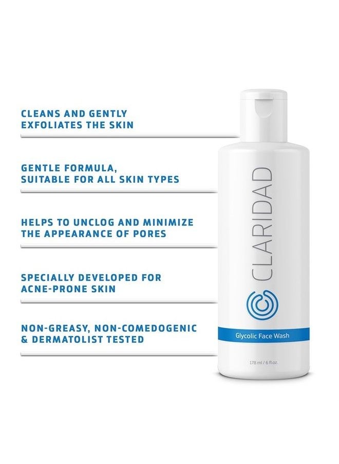 Claridad - 12% Glycolic Acid Exfoliating Face Wash | Medical Grade [Strong] Anti-Wrinkle Anti-Aging Anti-Acne Deep Clean Facial Cleanser, Fades Age Spots & Evens Tone | Claridad Skincare - Image 1