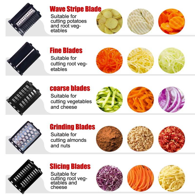 PQPO Slicer & Shredder Grater Attachment Compatible with KitchenAid Stand Mixer, 5 Blades Cheese Grater Attachment,Salad Machine with Vegetable Slicer, Salad Maker - Image 3