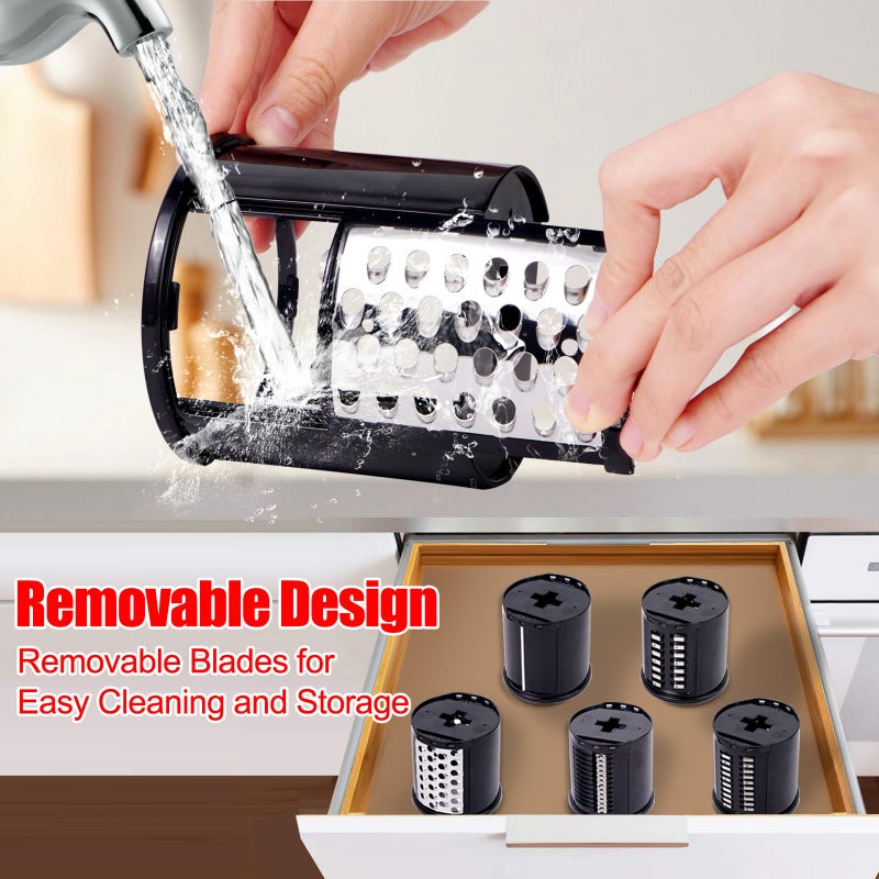 PQPO Slicer & Shredder Grater Attachment Compatible with KitchenAid Stand Mixer, 5 Blades Cheese Grater Attachment,Salad Machine with Vegetable Slicer, Salad Maker - Image 5