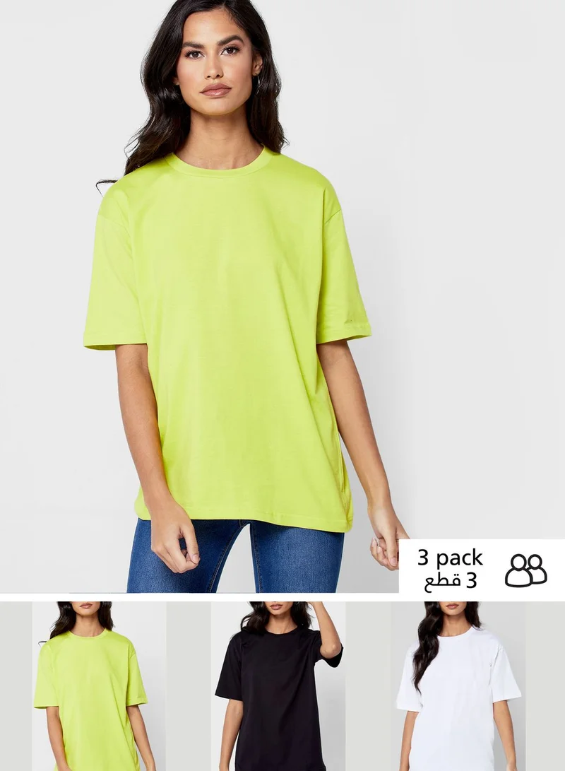 Ginger Basics 3 Pack Oversized Round Neck T-Shirt