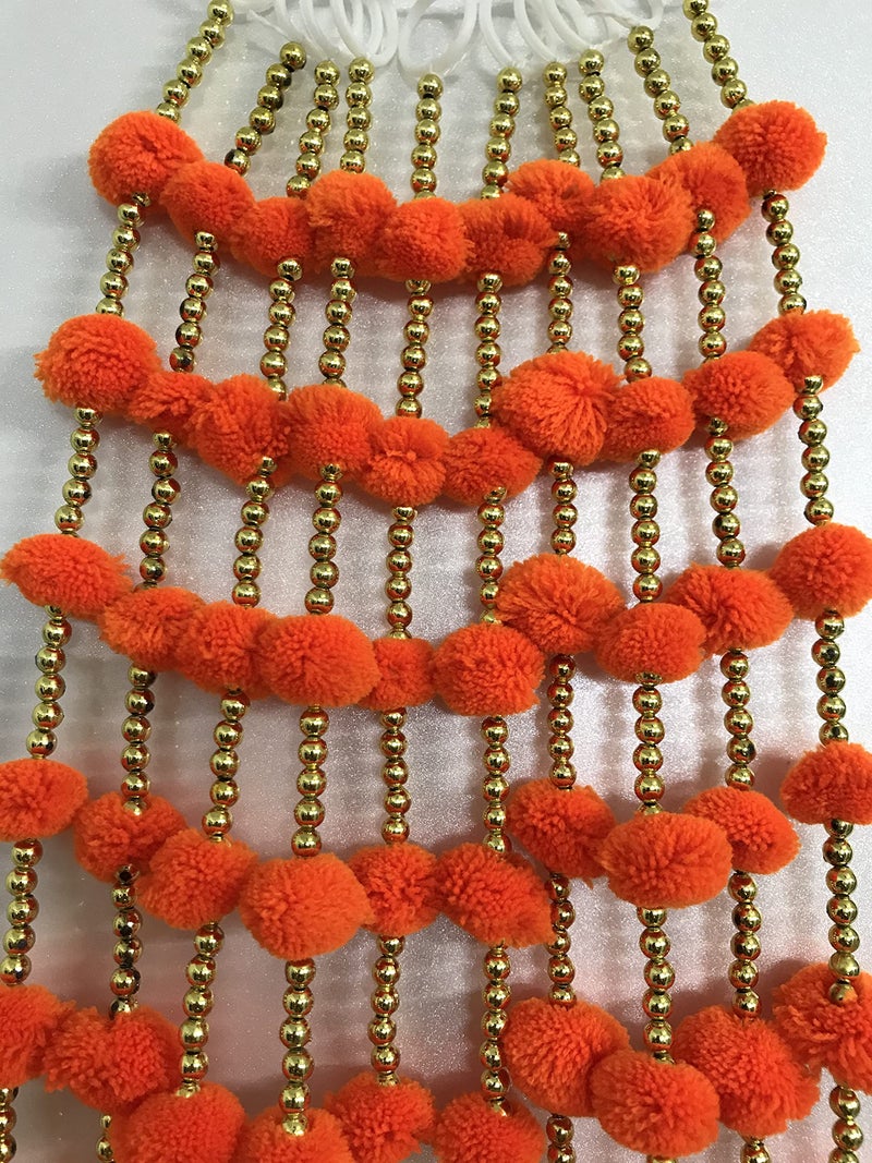 Magpie Document Bag Magpie Collections Handmade Orange Strings Pom Pom for Door,Wall Hanging Bandhanwar Toran, Garland for Decoration Diwali Festival,Navratri,Wedding (6FT,5 Strings) - Image 5