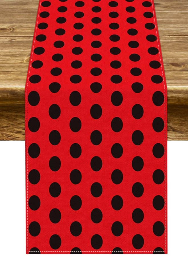 Pudodo Ladybug Table Runner Ladybug Themed Birthday Baby Shower Party Decoration Kitchen Dining Room Home Decor - Image 1