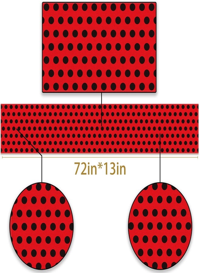 Pudodo Ladybug Table Runner Ladybug Themed Birthday Baby Shower Party Decoration Kitchen Dining Room Home Decor - Image 3