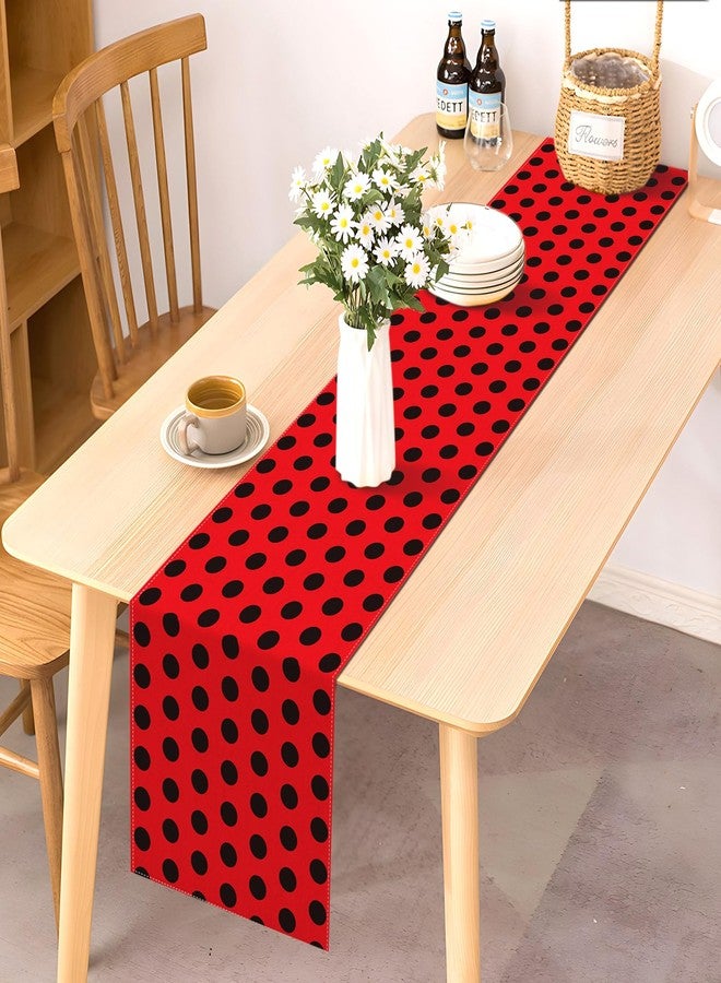 Pudodo Ladybug Table Runner Ladybug Themed Birthday Baby Shower Party Decoration Kitchen Dining Room Home Decor - Image 2