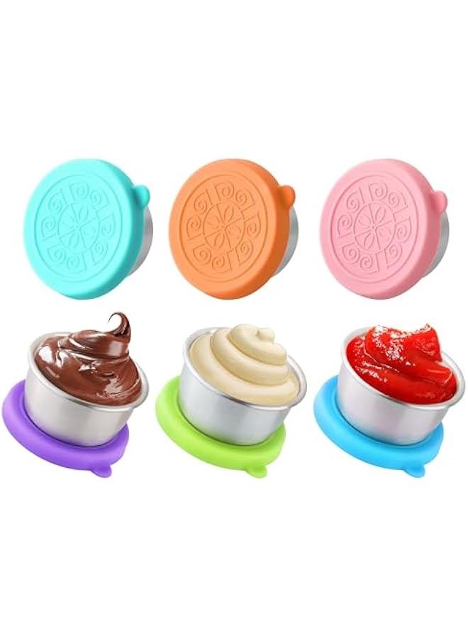 رينكس ساجريي 6 قطع م حاويات صلصة السلطة للتقل، حاويات ارات صغيرة مع اغطية  ماعة للتسر، حاويات ارات م الستالس ستيل للغداء وصدوق يتو للعمل والمدرسة والزات - Image 1