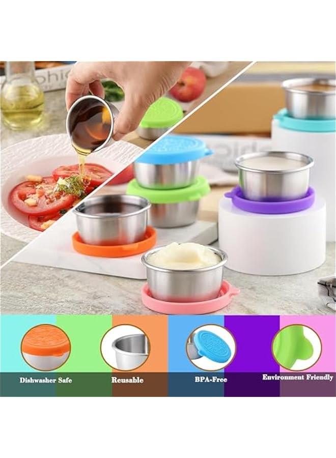 رينكس ساجريي 6 قطع م حاويات صلصة السلطة للتقل، حاويات ارات صغيرة مع اغطية  ماعة للتسر، حاويات ارات م الستالس ستيل للغداء وصدوق يتو للعمل والمدرسة والزات - Image 3