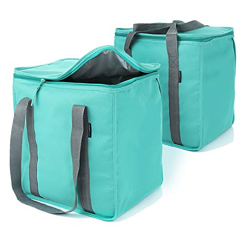 urbanhouse Urban House (2-Pack) Premium Grade Insulated Grocery Shopping Cooler Bag with Heavy Wall Insulation and Zipper Top Lid Keeps Food Cold or Hot, Large (13" W x 9" D x 13" H) 6.5 Gallon capacity - Image 1