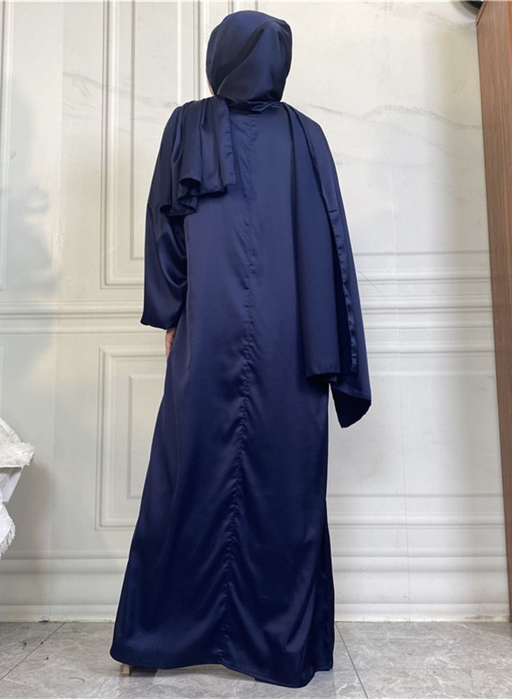 Loquat Satin Side Pocket Dress With Hijab Abaya  - Image 3