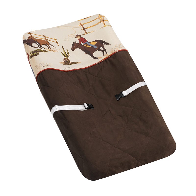 Sweet Jojo Designs Sweet Jojo Designs Chocolate Brown Western Cowboy Boy Baby Changing Pad Cover Infant Newborn Diaper Table Change Mat Sheet Wild West Southern South Horse Cow Animal Tan Beige Red White and Blue 