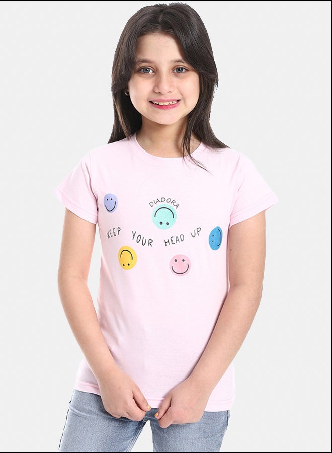 DIADORA Girls Cotton Printed T-Shirt - Image 1