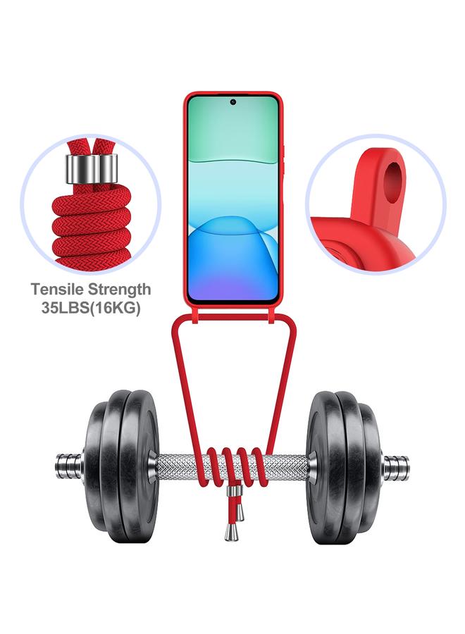 اس-توب جراب لهاتف Redmi 13 4G / 5G / Note 13R 5G مع حقيبة بطاقات مدمجة بلون سادة من السيليكون السائل مع حبل - Image 3