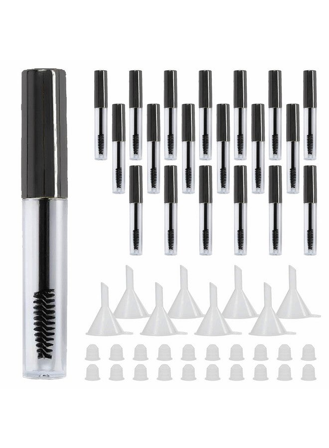 Comicfs 20 قطعة زجاجة أنبوب فارغ شفاف قابلة لإعادة الاستخدام سعة 4 مل لزيوت نمو الرموش؛ ماسكارا مع إدخالات مطاطية 8 قطع قمع (أسود) - Image 1