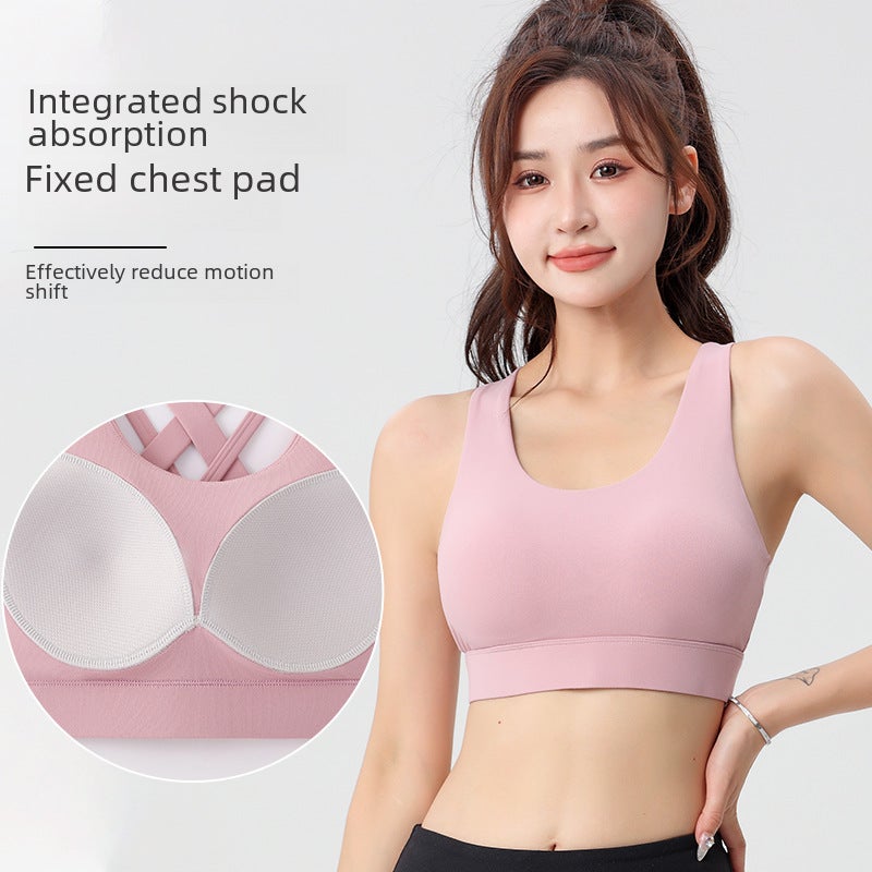 New Back Support Sports Bra for Yoga and Running Pink  - Image 5