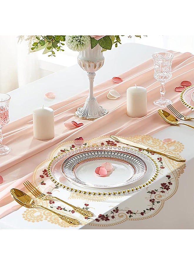 Quantum 4 PCS Place Mats, Vintage Oval Lace Table Placemats, Embroidered Dinning Table Place Mats for Home Kitchen Wedding Decoration - Image 4