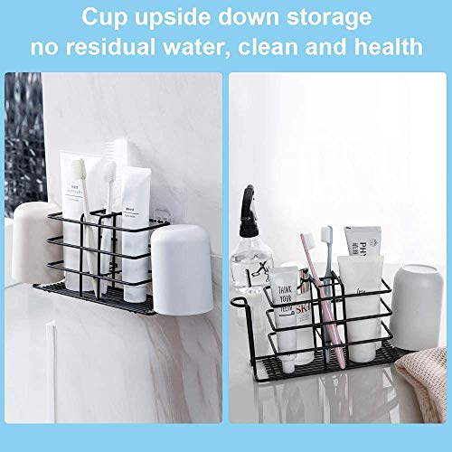 ZEBROC Toothbrush Holder Wall-Mounted, Stainless Steel Toothpaste Holder Bathroom Accessories Organizer, Kitchen Things Storage Organiser (Black, 21 X 7 X 11 Cm) - Image 2