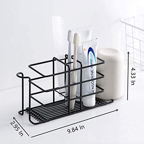 ZEBROC Toothbrush Holder Wall-Mounted, Stainless Steel Toothpaste Holder Bathroom Accessories Organizer, Kitchen Things Storage Organiser (Black, 21 X 7 X 11 Cm) - Image 3