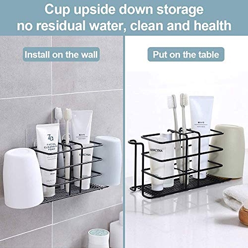 ZEBROC Toothbrush Holder Wall-Mounted, Stainless Steel Toothpaste Holder Bathroom Accessories Organizer, Kitchen Things Storage Organiser (Black, 21 X 7 X 11 Cm) - Image 5