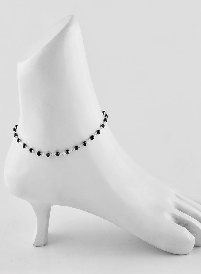 Yanara سوار كاحل يانارا من حجر التورمالين الأسود للنساء مجوهرات بوهو صيفية رقيقة للشاطئ للفتيات مصنوعة يدويًا مع تعويذة مسبحة بطول 9+1.5 بوصة هدايا لها - Image 2