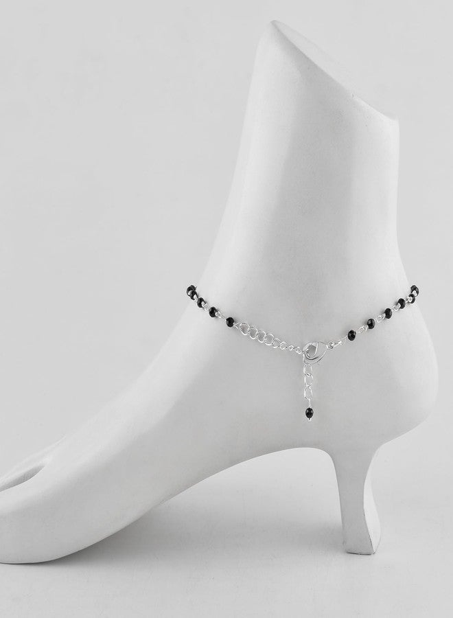 Yanara سوار كاحل يانارا من حجر التورمالين الأسود للنساء مجوهرات بوهو صيفية رقيقة للشاطئ للفتيات مصنوعة يدويًا مع تعويذة مسبحة بطول 9+1.5 بوصة هدايا لها - Image 4