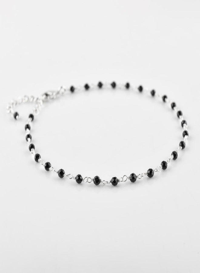 Yanara سوار كاحل يانارا من حجر التورمالين الأسود للنساء مجوهرات بوهو صيفية رقيقة للشاطئ للفتيات مصنوعة يدويًا مع تعويذة مسبحة بطول 9+1.5 بوصة هدايا لها - Image 5