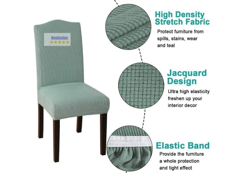 NeoGenius Premium Elegant Dining Room Chair Covers, Slipcovers Set of 4, Spandex Super Fit Stretch Removable Washable Chair Covers, Protector -for Dining Room (Dining Room Chair Covers_Pea Green) - Image 4