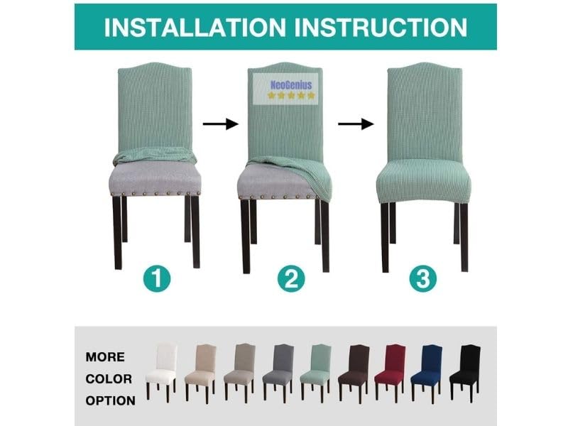 NeoGenius Premium Elegant Dining Room Chair Covers, Slipcovers Set of 4, Spandex Super Fit Stretch Removable Washable Chair Covers, Protector -for Dining Room (Dining Room Chair Covers_Pea Green) - Image 3