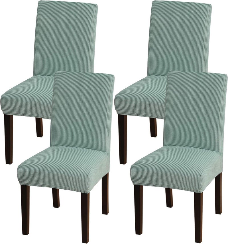 NeoGenius Premium Elegant Dining Room Chair Covers, Slipcovers Set of 4, Spandex Super Fit Stretch Removable Washable Chair Covers, Protector -for Dining Room (Dining Room Chair Covers_Pea Green) - Image 1