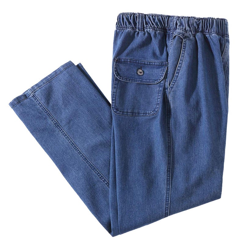 IDEALSANXUN Mens Elastic Waist Loose Fit Denim Pants Casual Solid Jeans Trouser 42Wx32L Light Blue