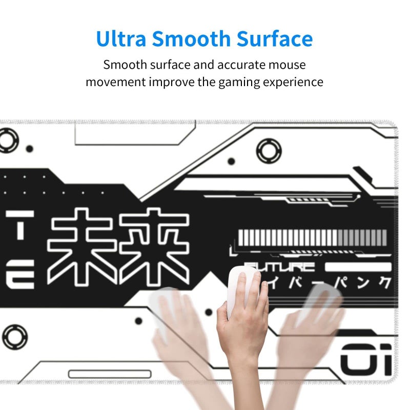 MOLIAN Black and White Future Gaming Mouse Pad XL, Large Non Slip Rubber Mousepad, Stitched Edges Desk Pad, Long Extended Mice Pad,31.5'' X 11.8'' - Image 5