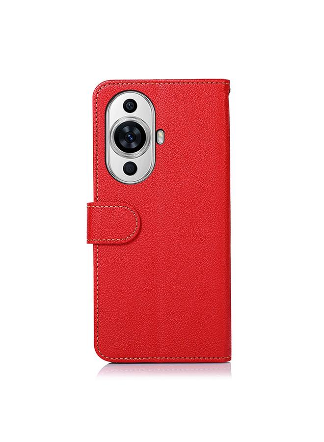 اس-توب جراب لهاتف Huawei Nova 11 Pro / Nova 11 Ultra من KHAZNEH، جراب هاتف جلدي بنسيج الليتشي بتقنية RFID - Image 3