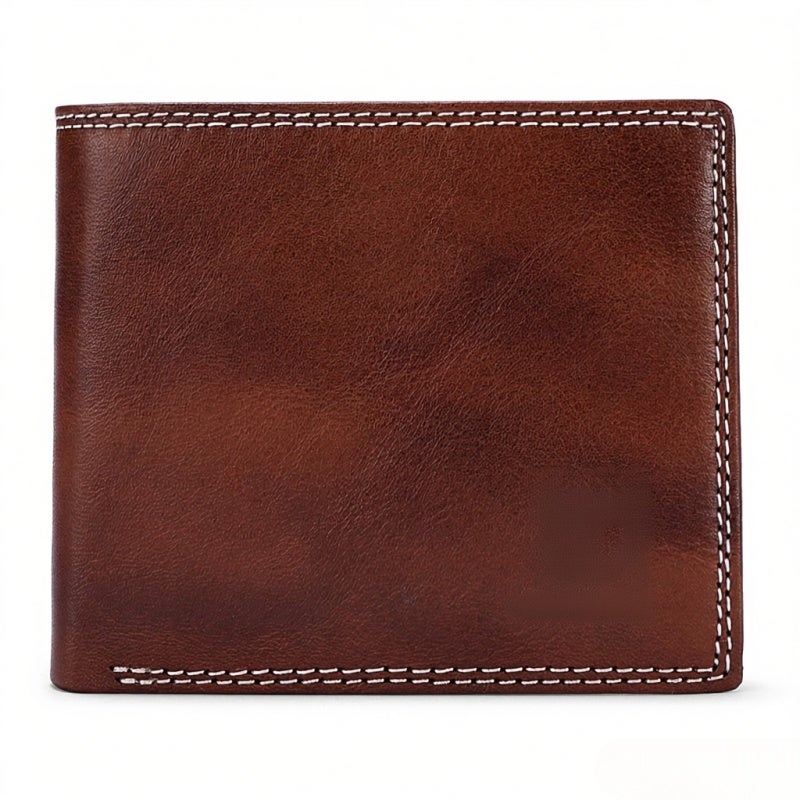 BULLCAPTAIN Men Leather Bifold Wallet with Flip Pocket Card Holder Wallet Purse - Image 1