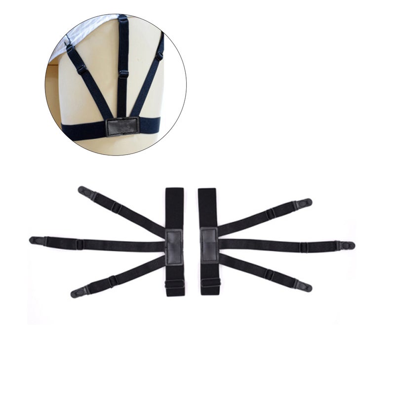 Thigh Shirt Stays Garters Adjustable Anti-Wrinkle Non Clip Elastic Nylon Shirt Tuck Suspenders Keepers Holder for Men and Women (Black) - Image 1