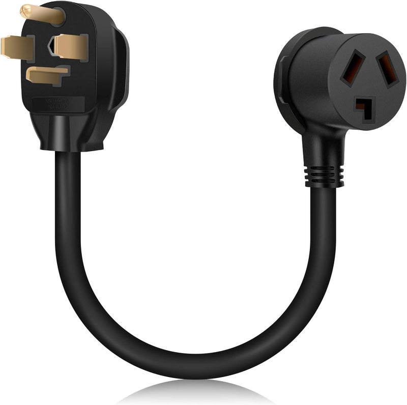 WELLUCK 1.5FT 3 Prong to 4 Prong Dryer Adapter, 3 to 4 Prong Dryer Plug Adapter, 4 Prone Dryer Outlet Adapter, 14-30P Male to 10-30R Female Receptacle for Old Clothes Dryer Converter, 30A, 250V - Image 1