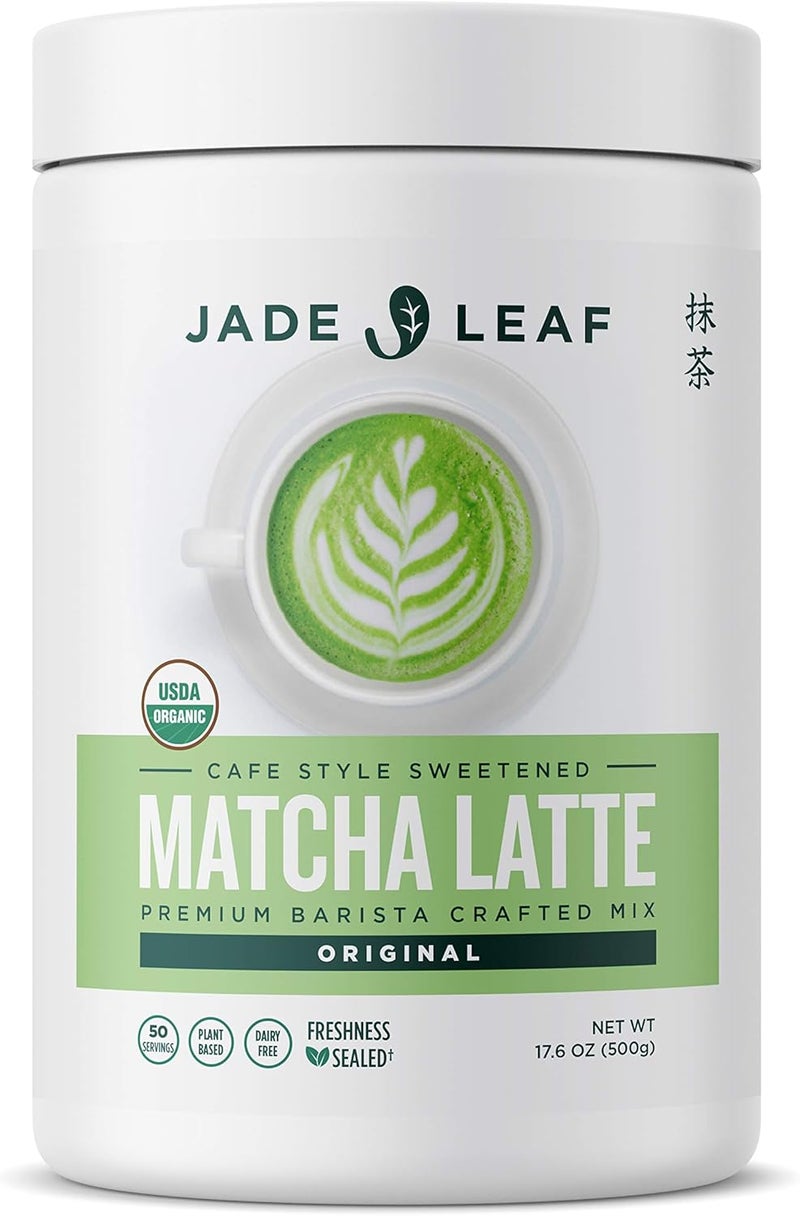 jade_leaf_matcha مسحوق شاي ماتشا لاتيه المحلى على طراز المقهى العضوي من جاد ليف - مزيج مصنوع بحرفية بارستا (17.6 أونصة) - Image 1