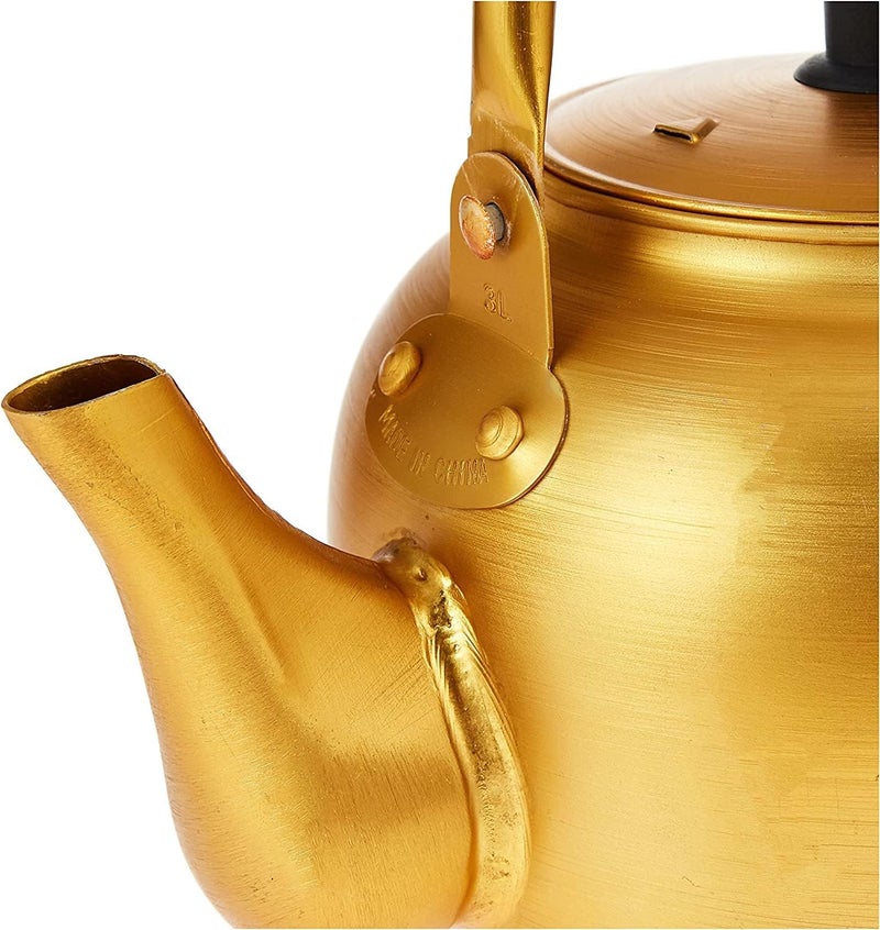 ALSAQER Yellow Kettle 1 Litre | Stove Top Tea Kettle,Golden Kettle,Karak Kettle,Camping Kettle,Coffee Aluminium Pot Ideal for Home Office,Camping & Hotel (1 Litre) - Image 3
