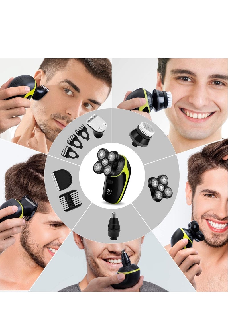 Telfun - Telfun Head Shavers for Bald Men, 5-in-1 Head Electric Razor with Nose Hair Sideburns Trimmer, Waterproof Wet/Dry Mens Grooming Kit, LED Display, IPX7-Waterproof, Gifts Travel Case - Image 1