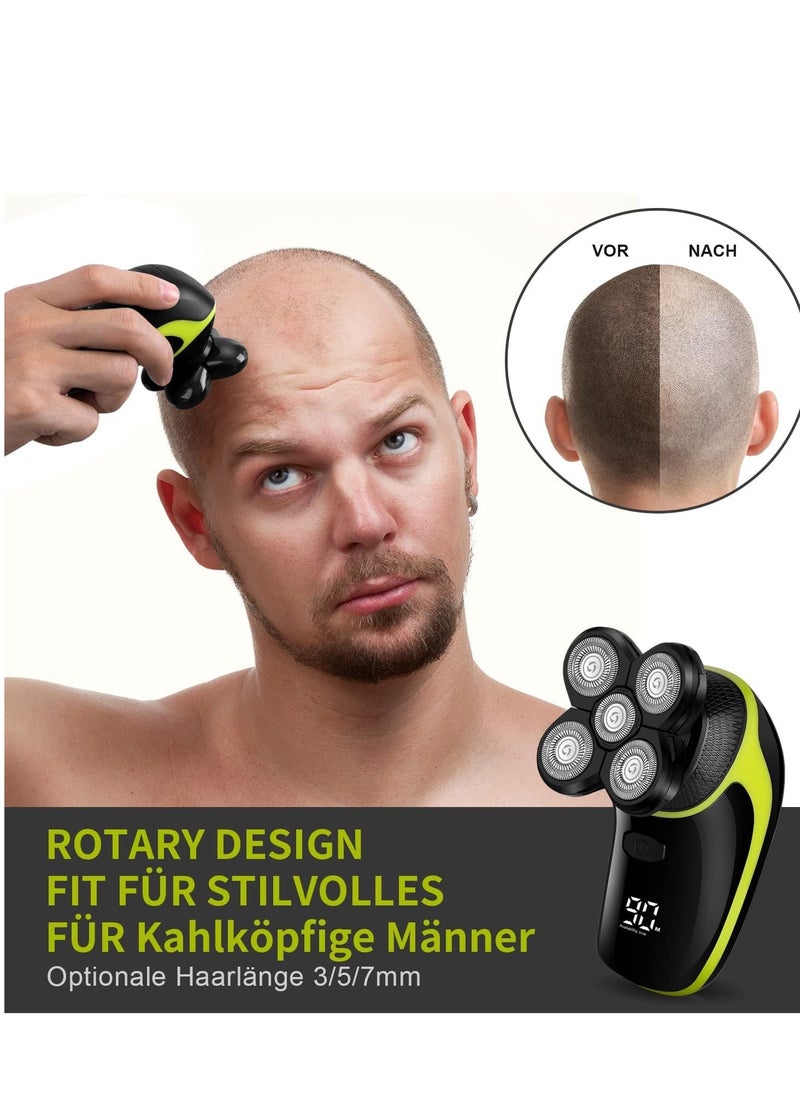 Telfun - Telfun Head Shavers for Bald Men, 5-in-1 Head Electric Razor with Nose Hair Sideburns Trimmer, Waterproof Wet/Dry Mens Grooming Kit, LED Display, IPX7-Waterproof, Gifts Travel Case - Image 1