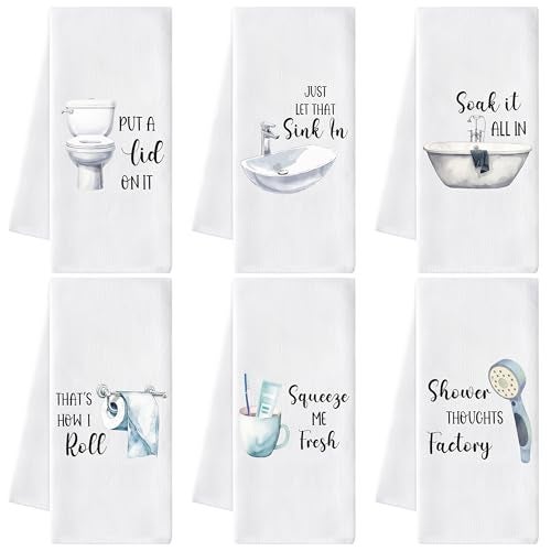 GROBRO7 Funny Sayings Hand Towel - 6Pcs Humorous Bathroom Decorative Polyester Soft Towels for Washroom Home Decor, Housewarming Hostess Gift for Friends - Image 1