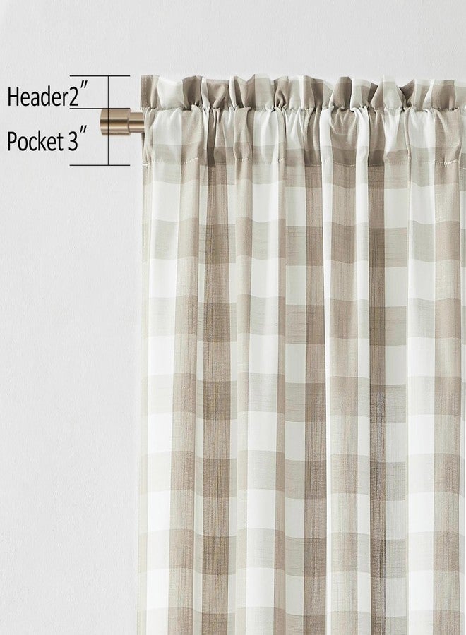 Bapawfish Beige Buffalo Plaid Check Curtain Panels 84 Inch Length,Tan Buffalo Gingham Rustic Farmhouse Style Rod Pocket Window Drapes Treatment for Bedroom Living Room,2 Panels,40" Wx84 L,Beige/White - Image 5