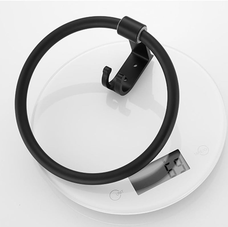 Matte Black Hanging Towel Ring with Hook Waterproof Aluminum Wall-Mounted Towel Rack for Bathroom - Image 4