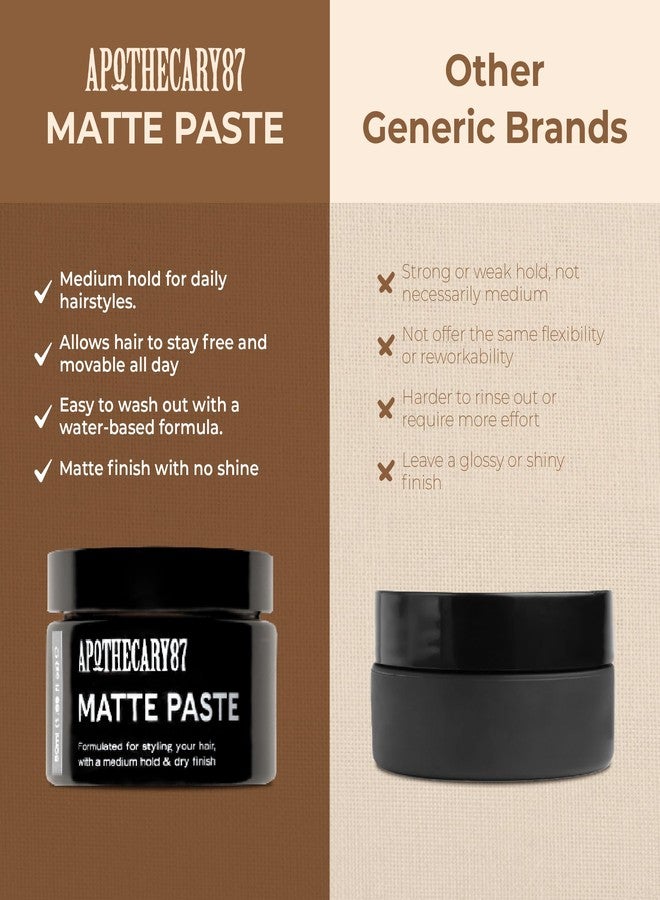 Apothecary 87 Matte Paste | Matte Finish, Medium Hold, Light Weight Hair Styling Paste | Creates Volume, Texture & Hold | All Hair Types | Premium Formulation | 50ml - Image 3