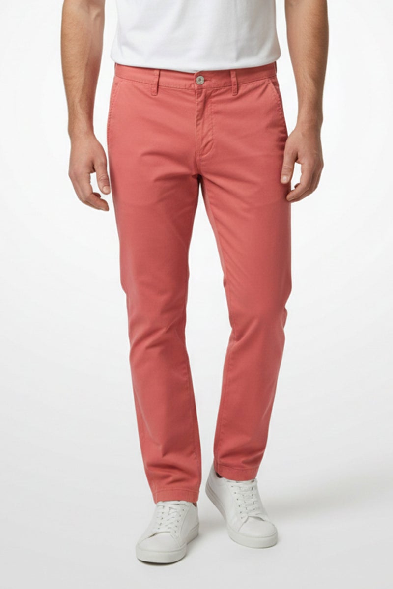 GANT Men Slim Fit Solid Chino Pants, Dusty Red - Image 1