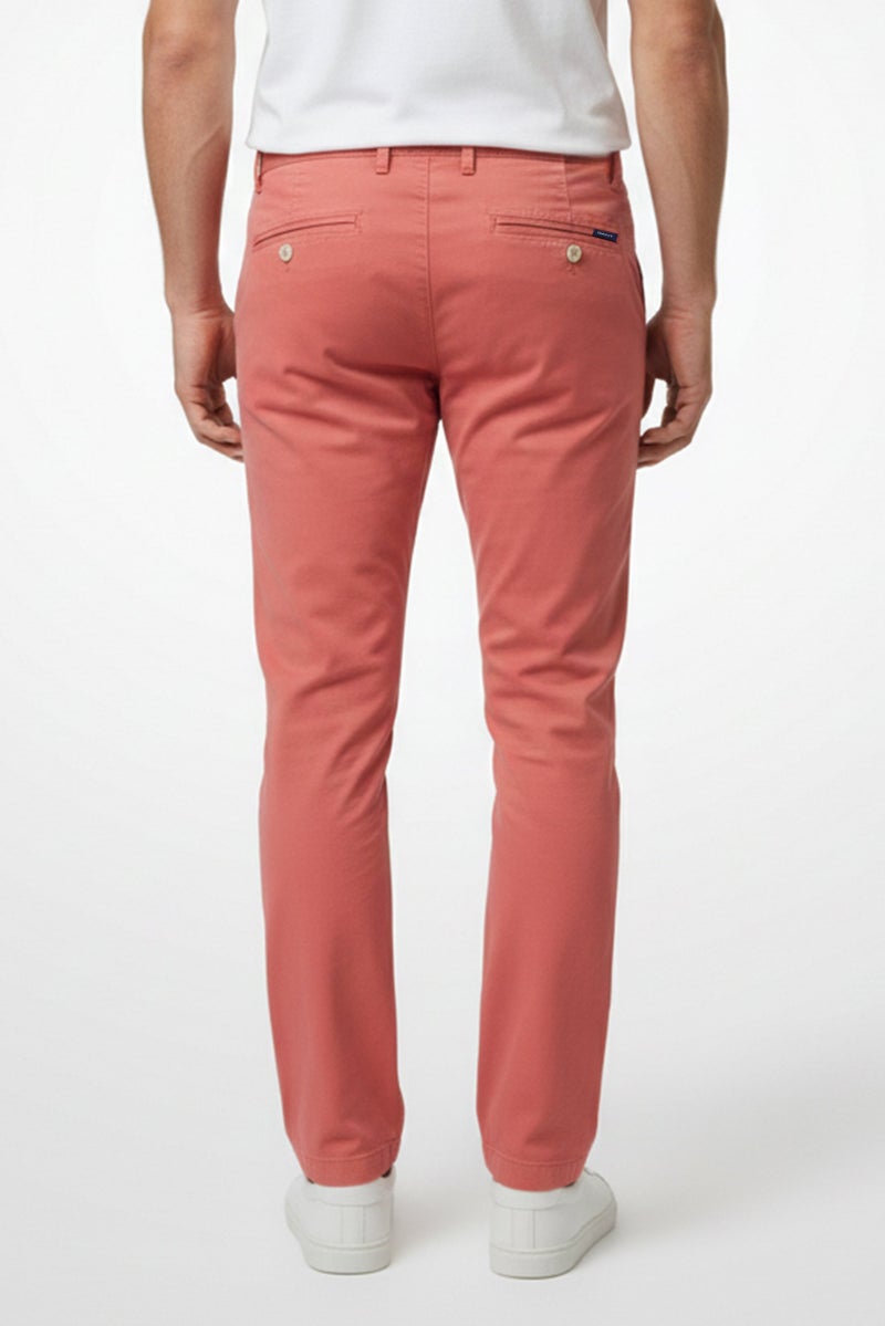 GANT Men Slim Fit Solid Chino Pants, Dusty Red - Image 3