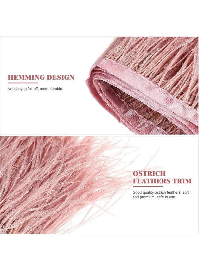 Feather Clothing Accessories Ostrich Feather Trim with Satin Sewing Fringe Feather Ribbon for Dress Crafts Clothes 2m aging (leather Powder) - Image 5