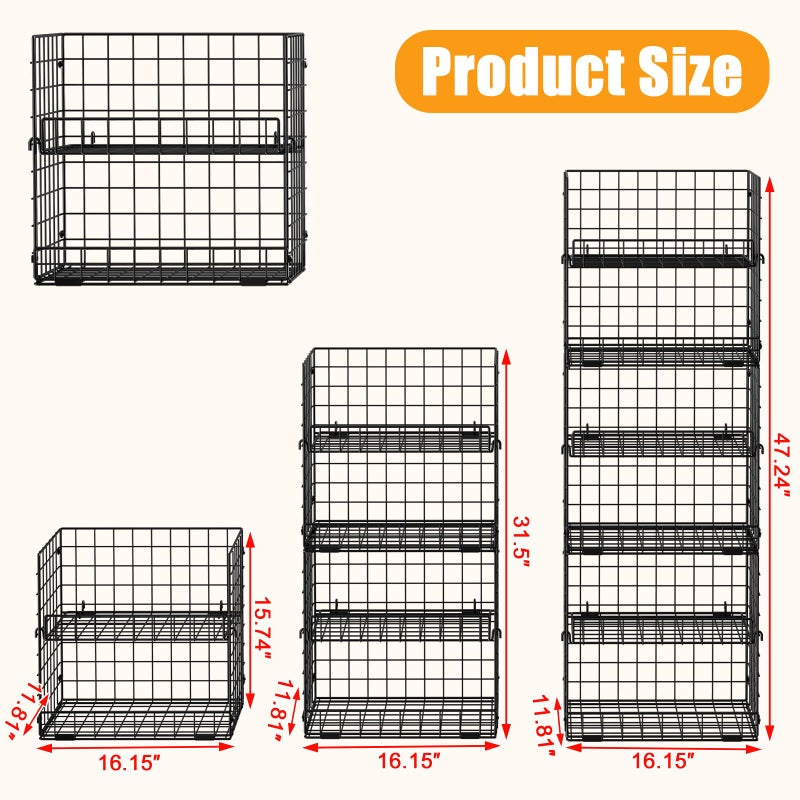 JKsmart 6-Tier Stackable Wire Basket, Can Organizer for Pantry Kitchen, XXL Metal Storage Shelves with Dividers & Handles, Easy Assembly Space Saving Storage Bins for Snacks Fruits Veggies - Image 4